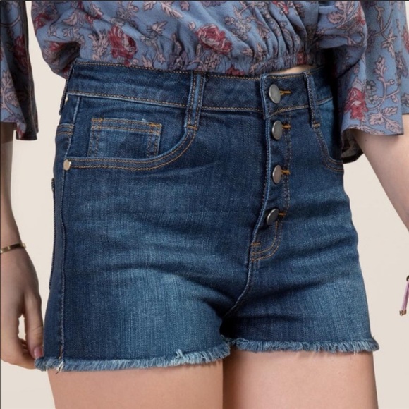 Harper High Rise Button Fly Jean Shorts Size 30 - Picture 1 of 5